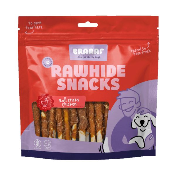 30 stuks Roll Sticks met Kip 12,5 cm Braaaf Hondensnacks