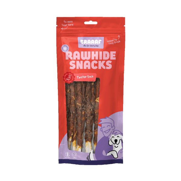 8 stuks Twister Kauwrollen met Eend 2 x 25 cm Braaaf Hondensnacks