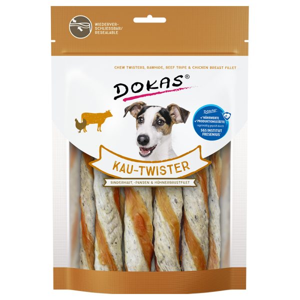 200g Kauw-Twister 2 x Runderhuid, pens & kippenborst Dokas Hondensnacks