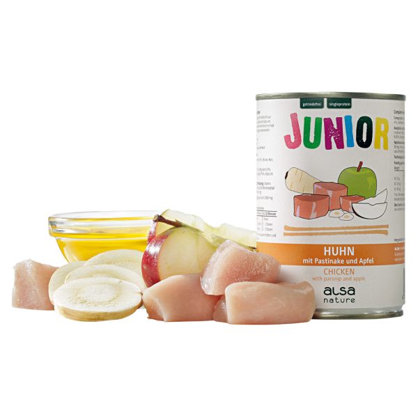 alsa-nature Puppy en Junior Kip met pastinaak & appel, 400 g, Aantal: 12 x 400 g