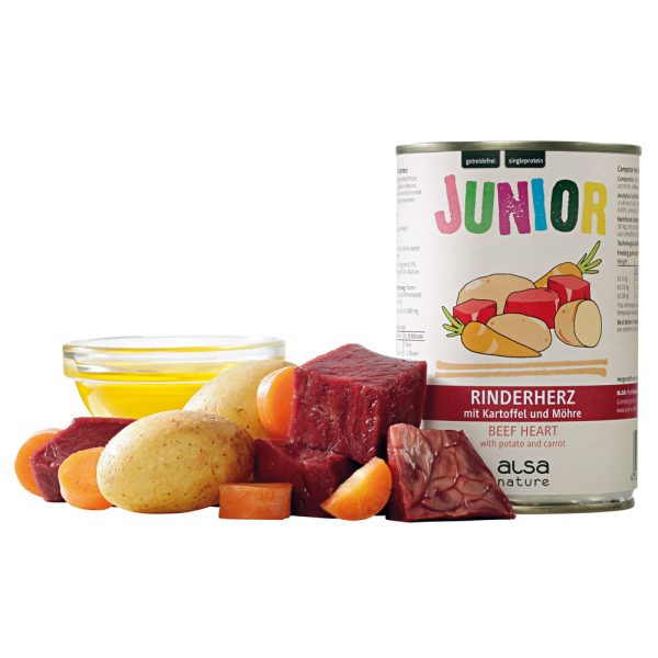 alsa-nature Puppy en Junior Runderhart met aardappel & wortel, 400 g, Aantal: 12 x 400 g