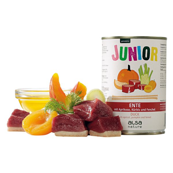 alsa-nature Puppy en Junior Eend met abrikoos, 400 g, Aantal: 12 x 400 g