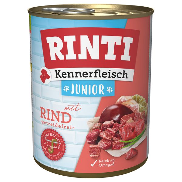 6x800g Kennerfleisch Junior Rund RINTI Hondenvoer