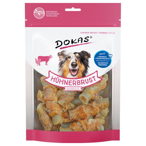 3x250g Kippenborst Kauwrol Dokas Hondensnacks