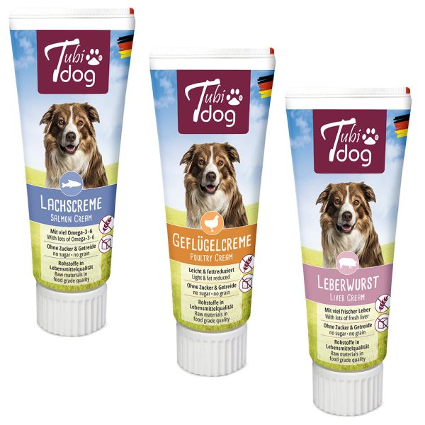 6x75g : 3 Smaken Tubidog Hondensnacks