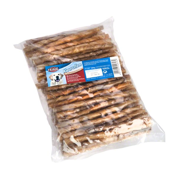 1kg Kauwrollen gedraaid (runderhuid), 12,5 cm 2 x 100 stuks Hondensnacks