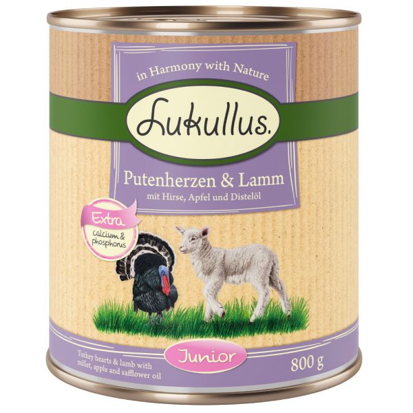 Lukullus Naturkost Junior - 12 x 800 g  Kalkoenharten & Lam