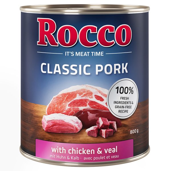 12x800g Kip & Kalf Classic Pork Rocco Hondenvoer
