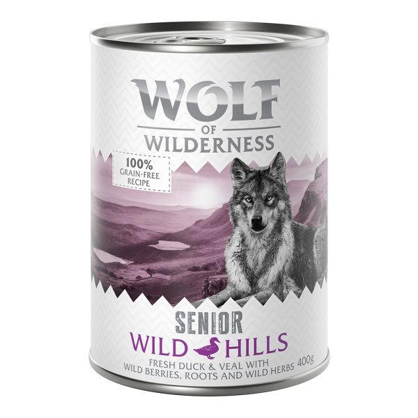6 x 400 g Senior Wild Hills - Eend & Kalf Hondenvoer