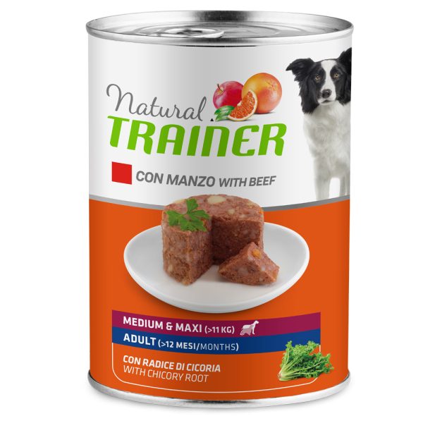 400g met Rundvlees Adult Medium/Maxi Trainer Natuurlijke Umido voor honden