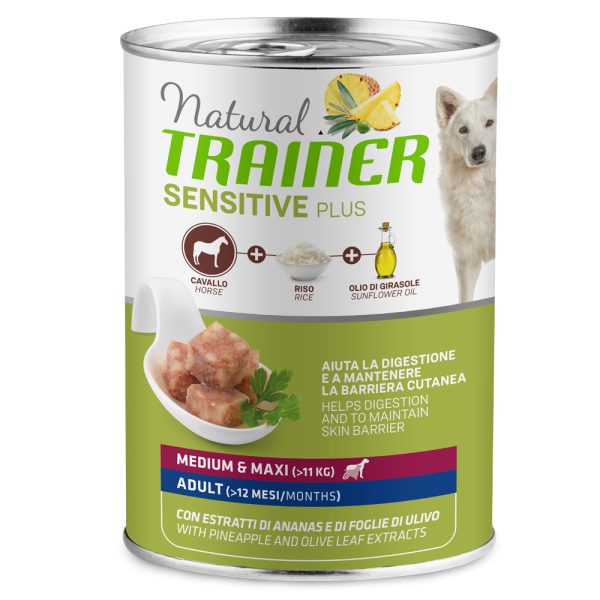 6x400g met paard, rijst en olie Sensitive Plus Adult Trainer Natuurlijk Umido Cani