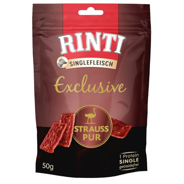 RINTI Singlevlees Exclusive Snack 50 g - Struisvogel Puur
