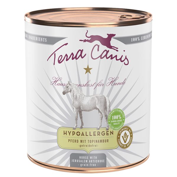 6x800g Hypoallergeen Paard met Aardpeer Terra Canis Hondenvoer