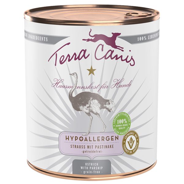 6x800g Hypoallergeen Struisvogel met pastinaak Terra Canis Hondenvoer