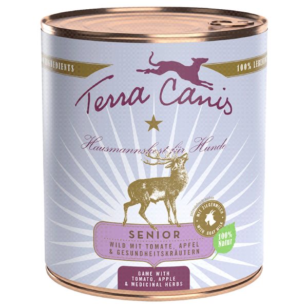 6 x 800 g Terra Canis Senior Graanvrij Venison met Tomaat, Appel en Gezondheidskruiden Nat Hondenvoer