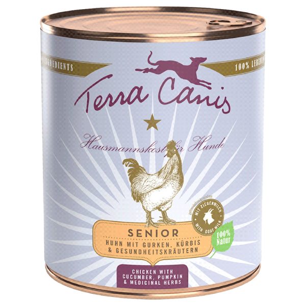 6 x 800 g Terra Canis Senior Graanvrij Kip met Komkommer, Pompoen en Gezondheidskruiden Hondenvoer