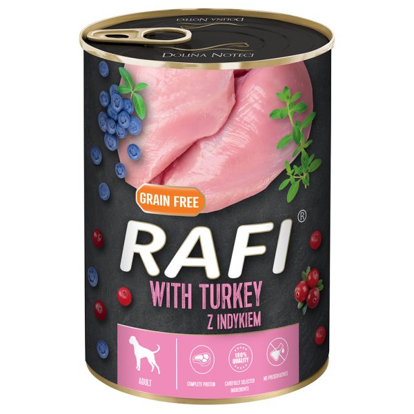 24x400g RAFI Adult met kalkoen, bosbes en veenbes hondenvoer nat
