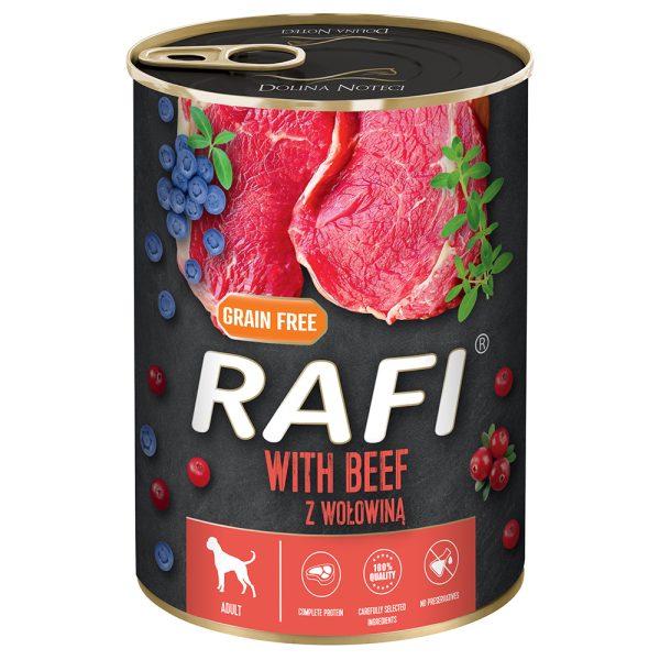24x400g RAFI Adult met rundvlees, bosbes en veenbes nat hondenvoer