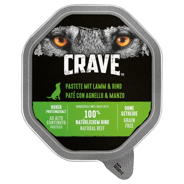Crave Adult Pastei Hondenvoer  - 7 x 150 g Lam & Rund