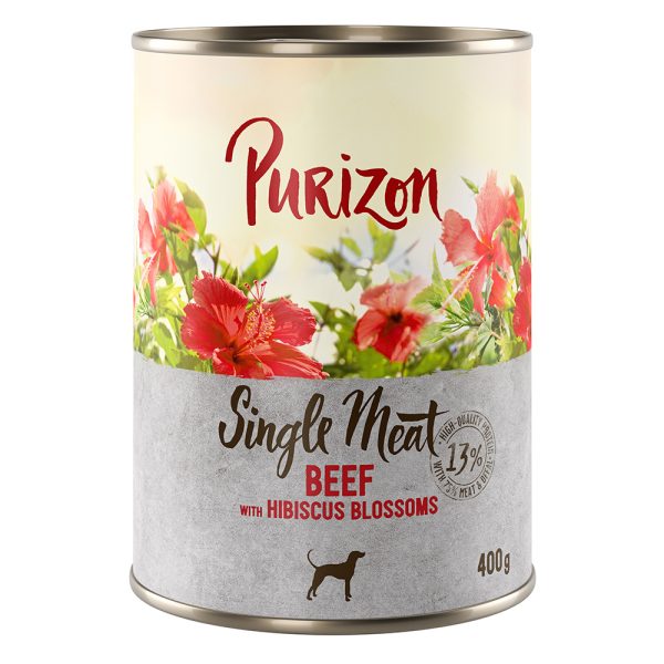 Voordeelpakket: Purizon Single Meat 24 x 400 g - Rund met hibiscusbloesem