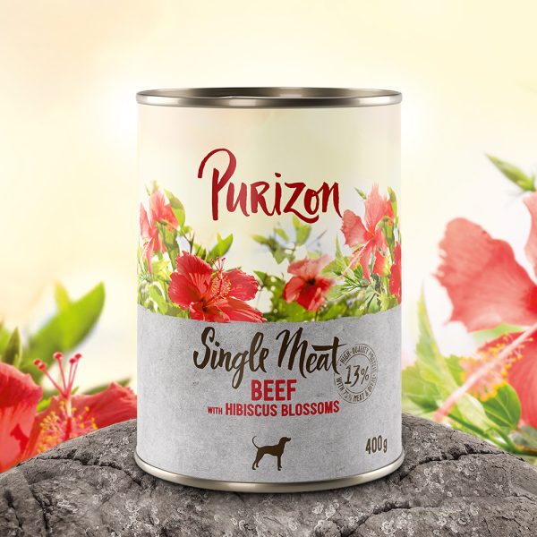 Purizon Enkel Blik 400 g - NIEUW Enkelvoudig vlees: Rundvlees met hibiscusbloemen