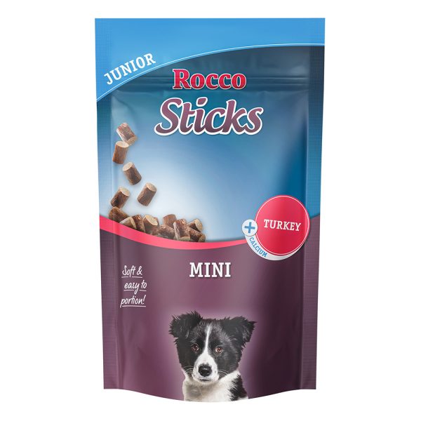 3x70g Rocco Sticks Mini Junior Kalkoen Hondensnacks