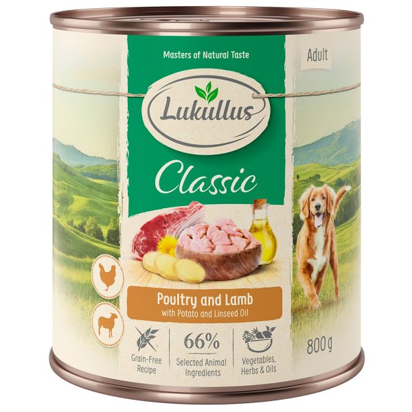 6x800g Gevogelte & Lam Lukullus Hondenvoer