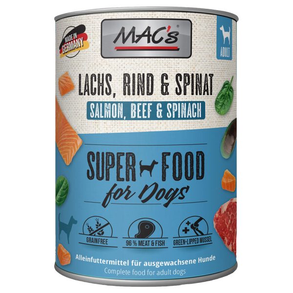 6x800g Adult Zalm & Spinazie MAC's Hondenvoer