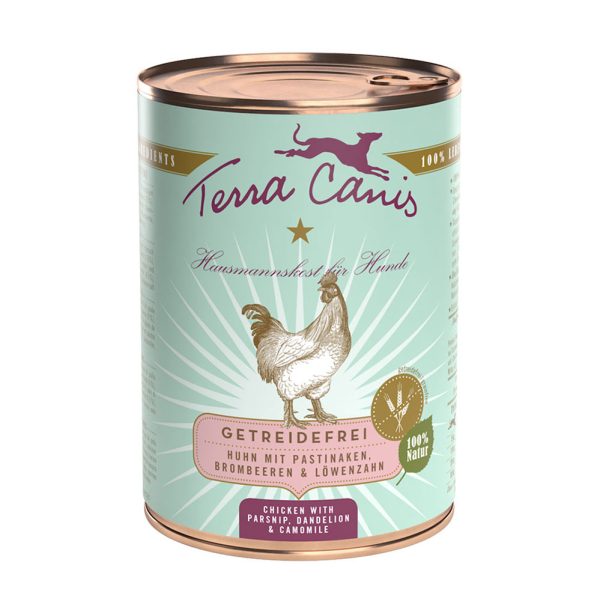 Terra Canis Graanvrij 6 x 400 g - Kip met Pastinaak, Paardenbloem en Bosbessen