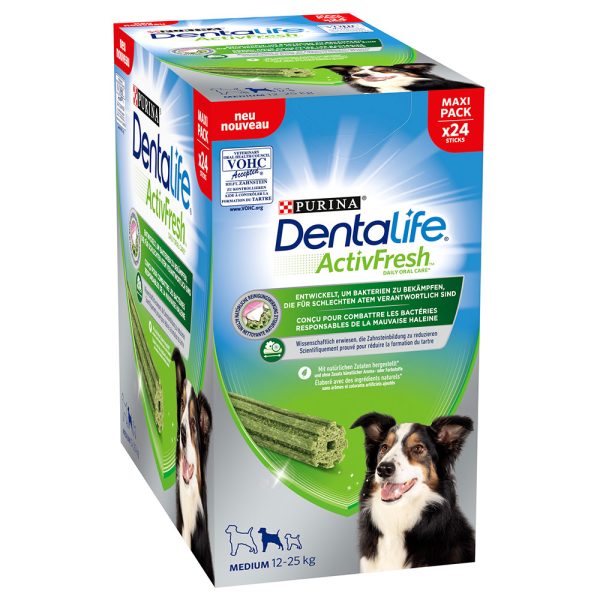 24 Sticks Purina Dentalife Active Fresh Tägliche Zahnpflege-Snacks für mittelgroße Hunde Hundesnacks
