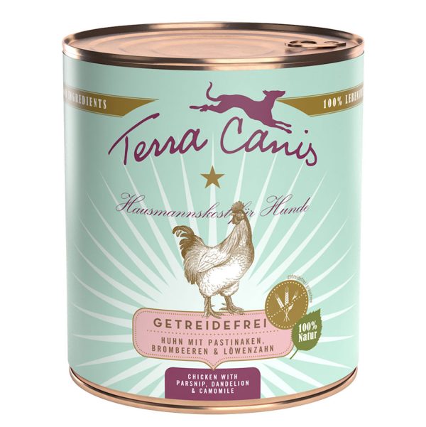 Terra Canis Graanvrij Voordeelpakket 12 x 800 g - Kip met pastinaak, paardenbloem en bramen