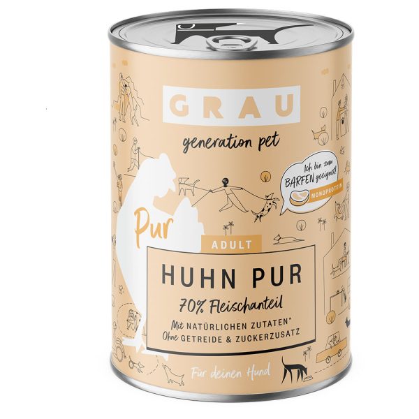 GRAU Hondenvoer 6 x 400 g - Kip Puur met Lijnzaadolie