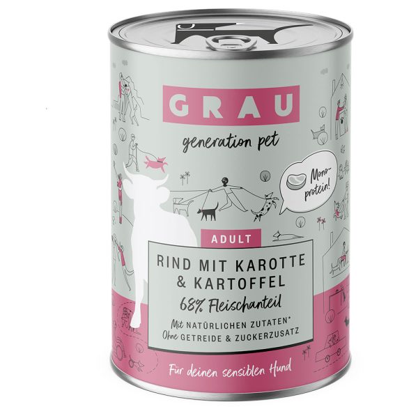 GRAU Hondenvoer 6 x 400 g - Rund met Wortel & Aardappel