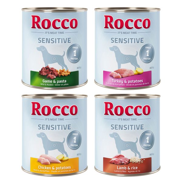24x800g Sensitive (4 verschillende soorten) Rocco Hondenvoer