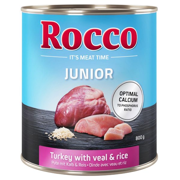 24x800g Junior Kalkoen- & Kalfshart + Calcium Rocco Hondenvoer