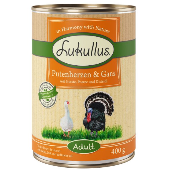 24x400g Combinatie VI: Kalkoenhartjes & Gans Lukullus Hondenvoer