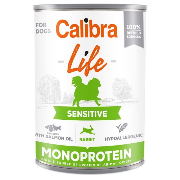 Voordeelpakket: 12x400g Calibra Dog Life Adult Sensitive Konijn hondenvoer nat