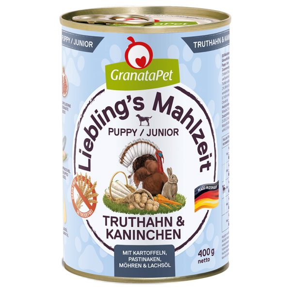 Granatapet Lievelingsmaaltijd  6 x 400 g Hondenvoer - Junior Kalkoen & Konijn