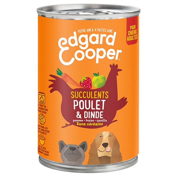 12x400g Edgard & Cooper Adult Graanvrij Kip, Kalkoen - Hondenvoer