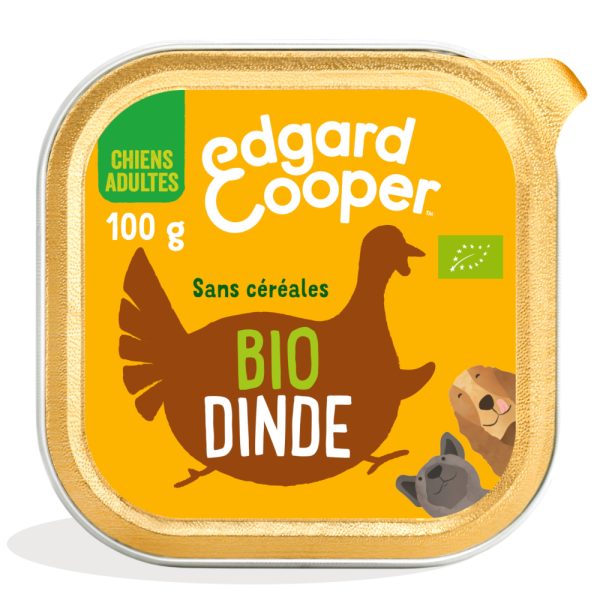 34x100g Edgard & Cooper Adult Menu graanvrij bio kalkoen - Hondenvoer