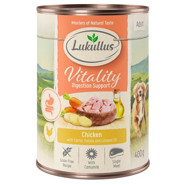 6x400g Lukullus Honden Natvoer Spijsvertering: Kip (graanvrij)