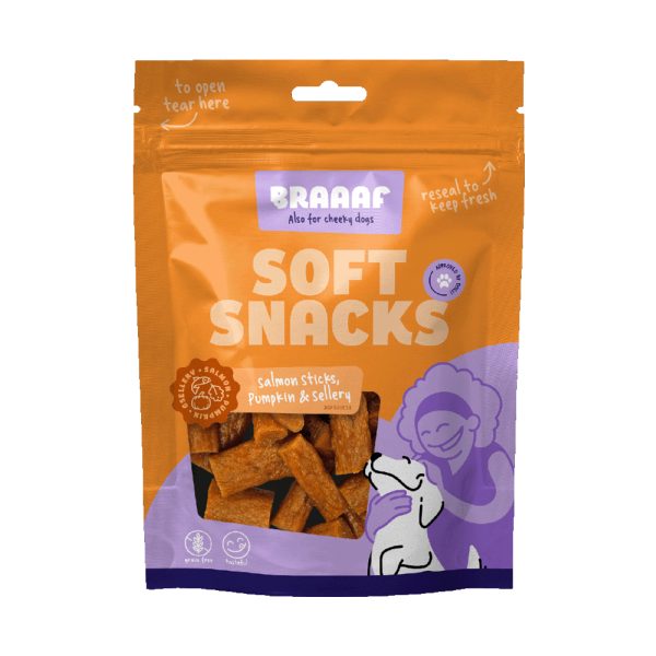 3x 85g Braaaf Zalmstick met Pompoen en Selderij Hondensnacks