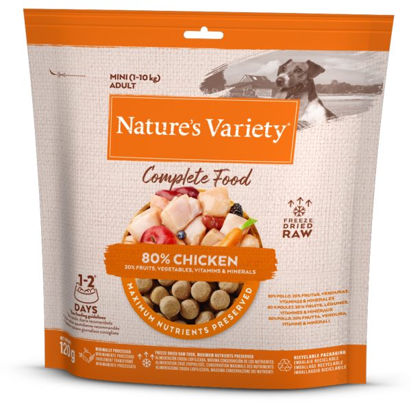 Nature's Variety Gevriesdroogd Compleetvoer voor Honden Mini - Dubbelpak: Kip (2 x 120 g)