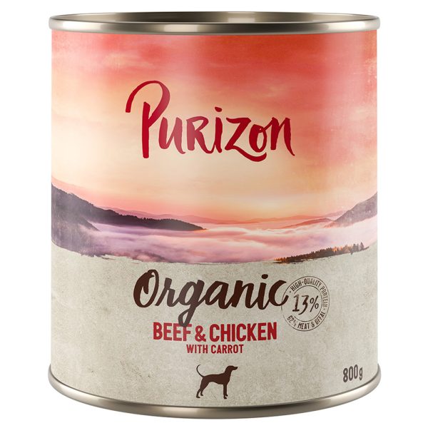 Voordeelpakket Purizon Organic 24 x 800 g - Rund en kip met wortel