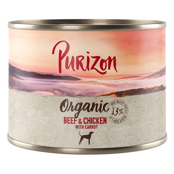 Dubbelpakket Purizon Organic 12 x 200 g - Rund en kip met wortel