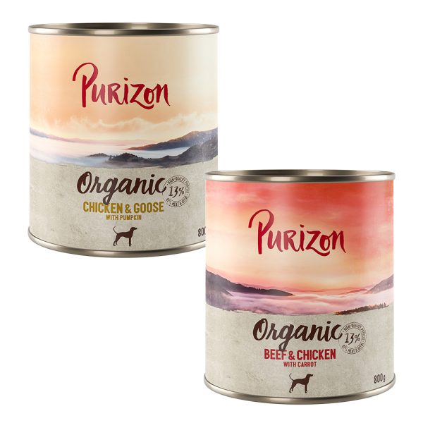 Voordeelpakket Purizon Organic 24 x 800 g - Voordeelpakket 1: 12 x Rund en kip, 12 x Kip en gans