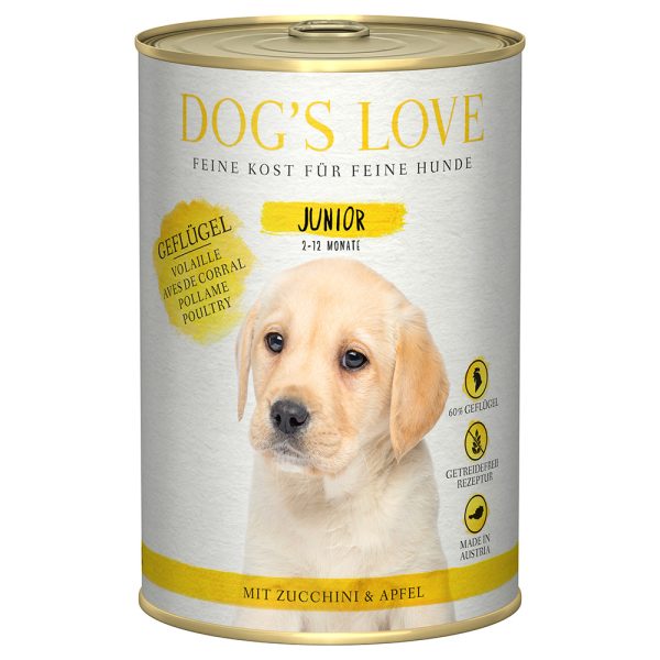 6x 400g Dog's Love Junior Gevogelte Hondenvoer Nat