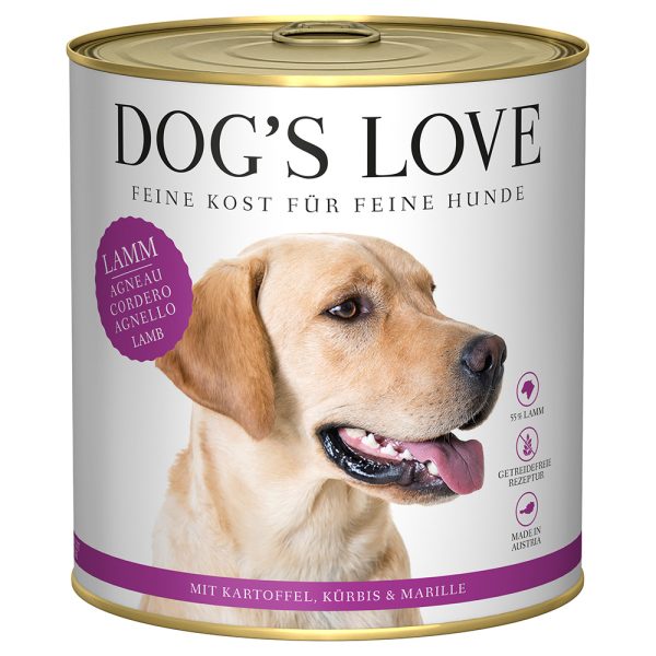 6x 800g Dog's Love Adult Lam Hondenvoer Nat