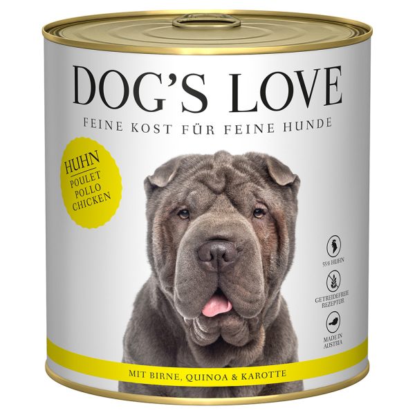 6x 800g Dog's Love Adult Kip Hondenvoer Nat