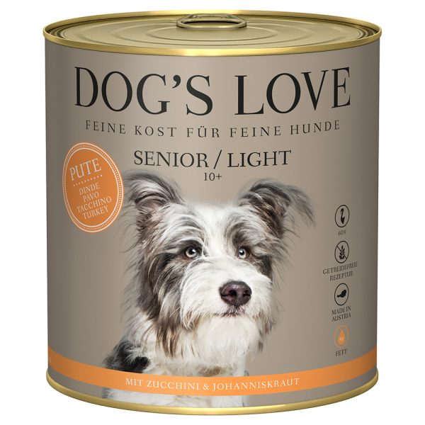 6x 800g Dog's Love Senior/Light Kalkoen Hondenvoer Nat
